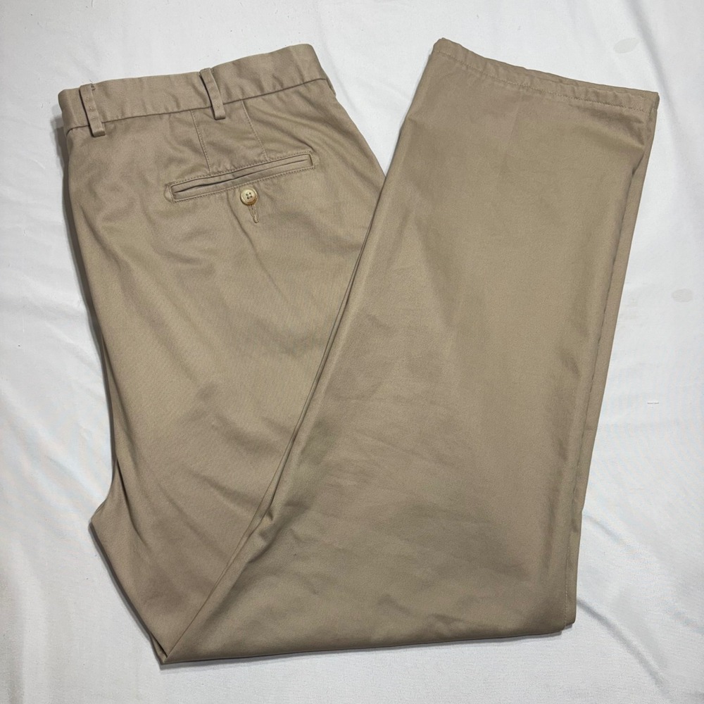 Peter Millar Chino Pants Mens 38 Tan Pima Cotton Flat Front Straight Khakis Golf